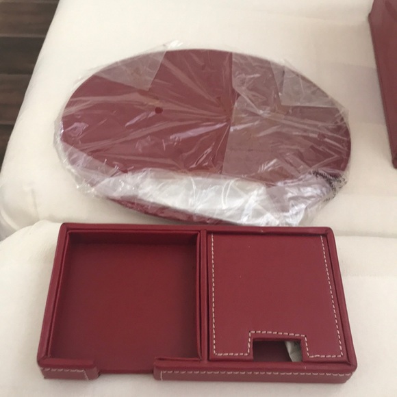 Red desk accessories